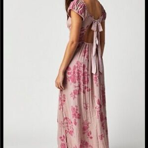 Free People Pink Floral Backless Dress